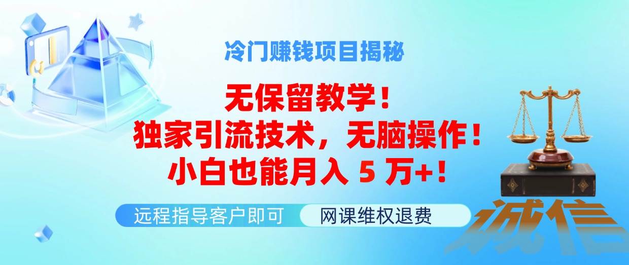 冷门赚钱项目揭秘！维权服务+独家引流技术，小白也能月入5万+