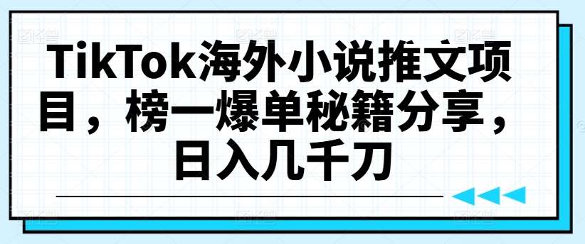 TikTok海外小说推文日赚数千美元攻略：揭秘榜一爆单技巧