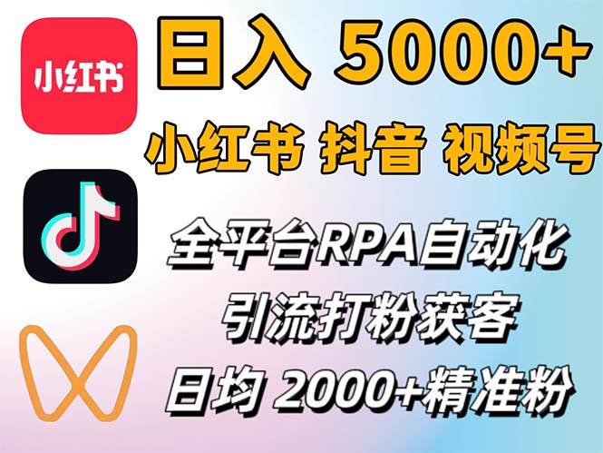 小红书抖音视频号RPA自动化矩阵营销，日增2000+精准粉丝策略