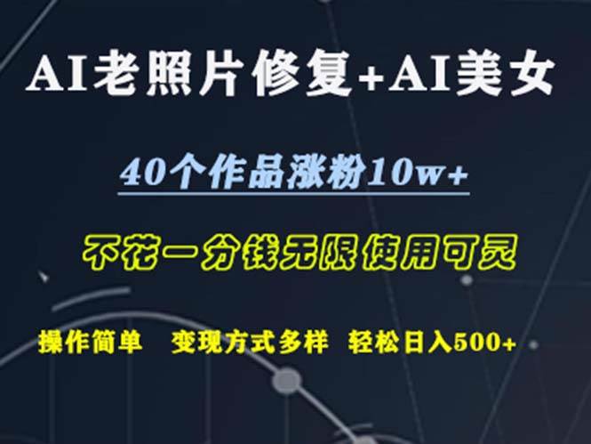 零成本解锁AI老照片修复与美女玩发技巧，40作品爆涨10万粉秘诀