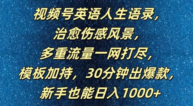 视频号英语情感语录打造爆款秘籍，日入千元新手攻略，双重受众引流法