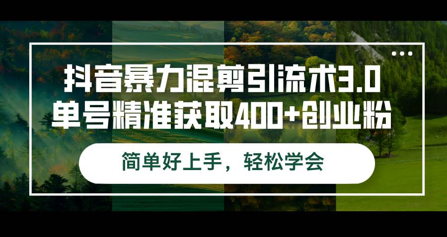 抖音精准引流3.0攻略：单号狂揽400+创业粉，无出镜轻松上手秘籍