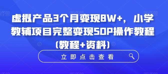 小学教辅虚拟产品变现攻略：抖音小红书引流+私域成交，3月赚8W+ SOP教程