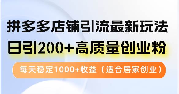 拼多多虚拟资料店引流秘籍：日获200+高质量创业粉，稳定日收益1000+元