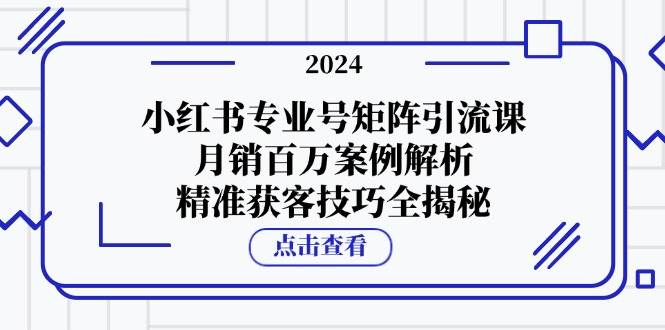 小红书专业号矩阵引流实战课：揭秘月销百万案例，精准获客与爆文打造秘籍