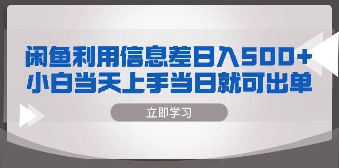 闲鱼信息差赚钱秘籍：日入500+零成本创业，新手小白快速上手！