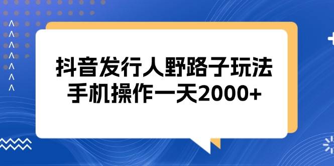 抖音发行人野路子赚钱秘籍：手机操作日赚2000+实战攻略